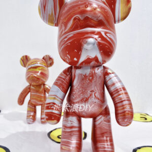 Diy Fluid Painting Teddy Bear, 33CM, Colour: red, golden,silver