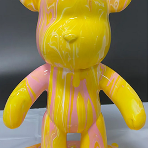 Diy Fluid Painting Teddy Bear, 33CM, Colour: pink, yellow, white